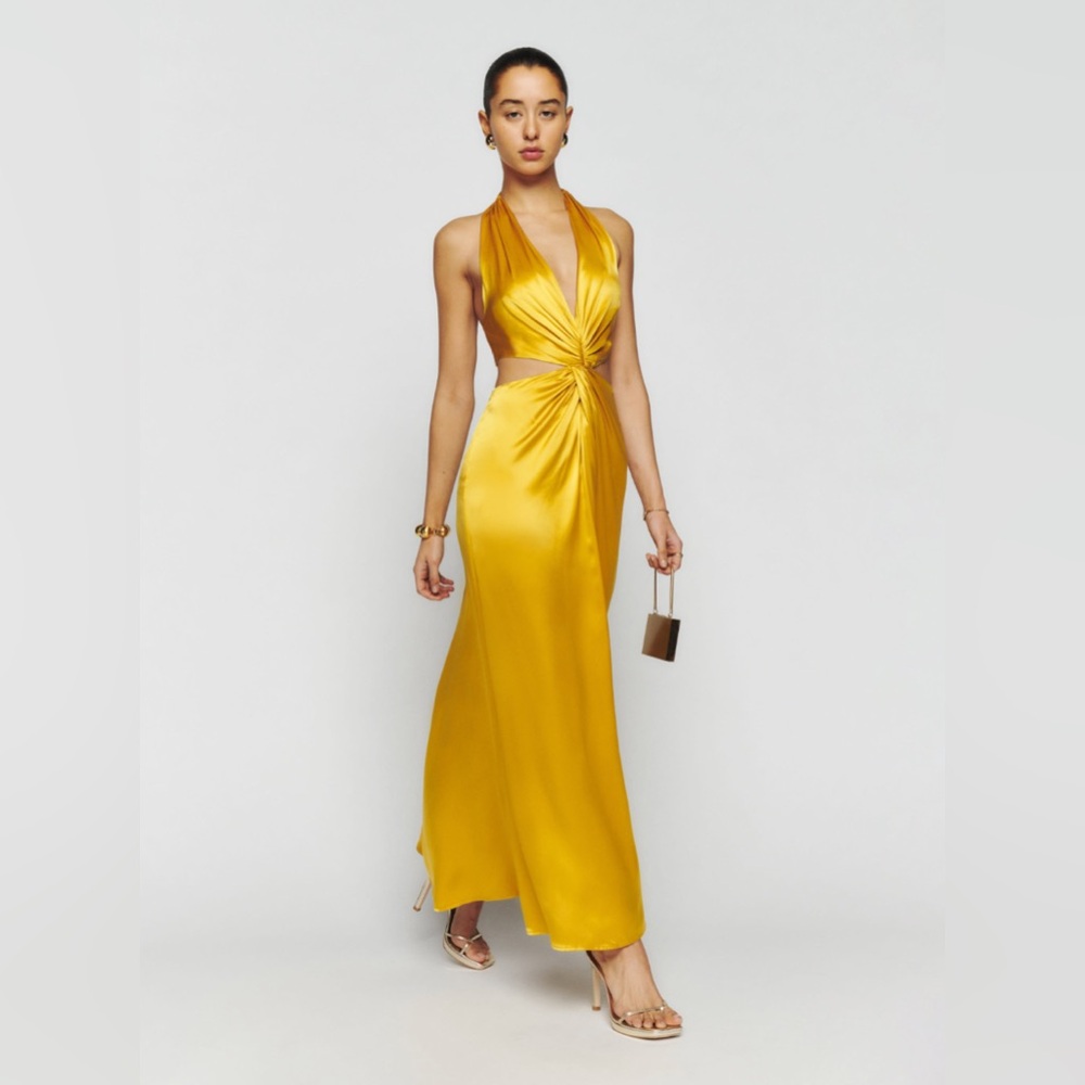 Reformation Nerida Silk Maxi Dress, Turmeric